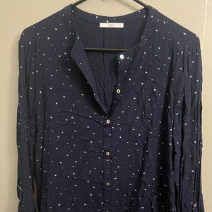 Esprit Blue Button Up Top w/ Light Blue Stars XL